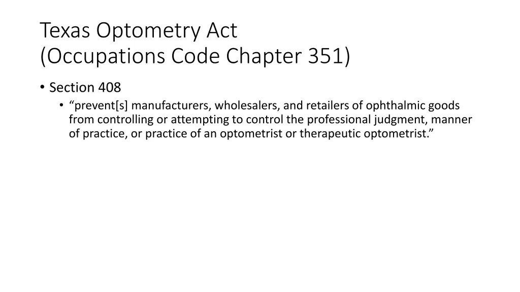 texas optometry act occupations code chapter 351