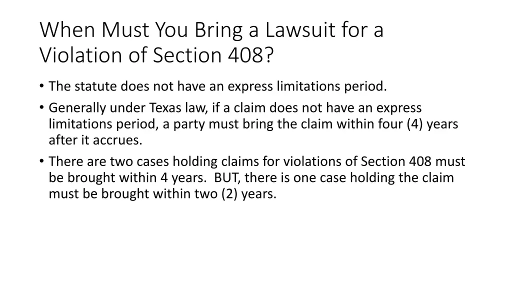 when must you bring a lawsuit for a violation