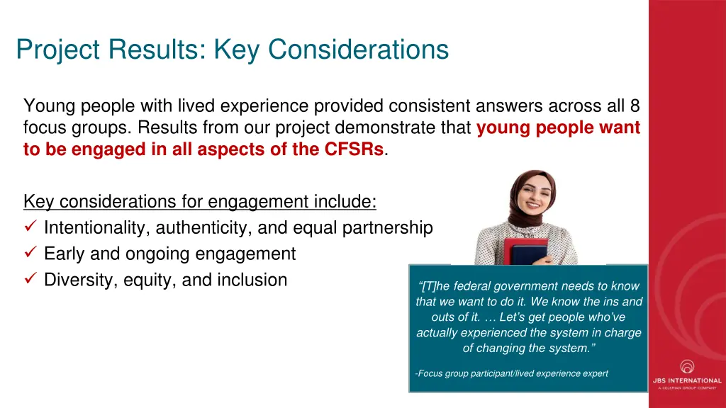 project results key considerations