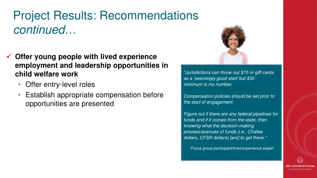 project results recommendations continued