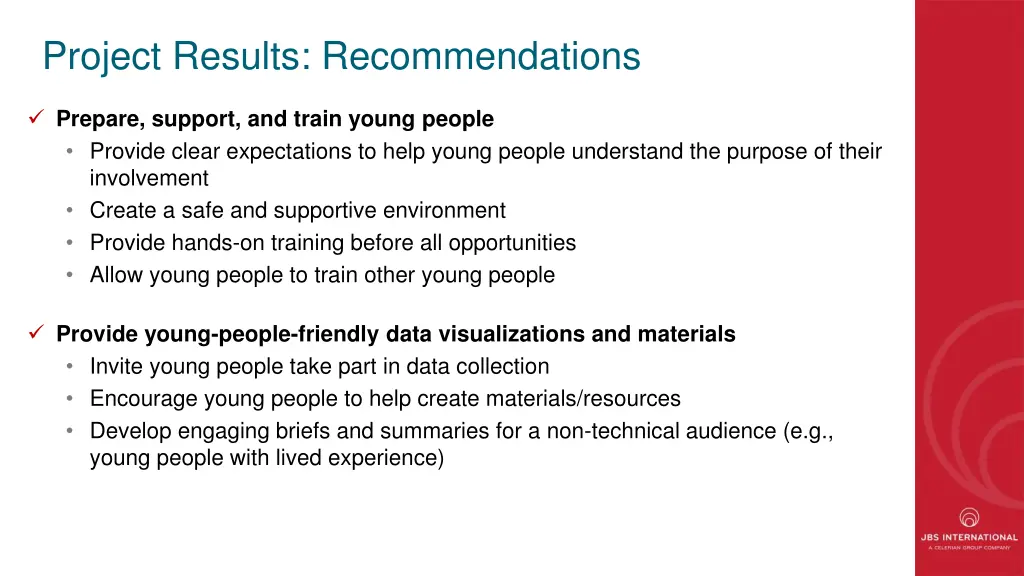 project results recommendations