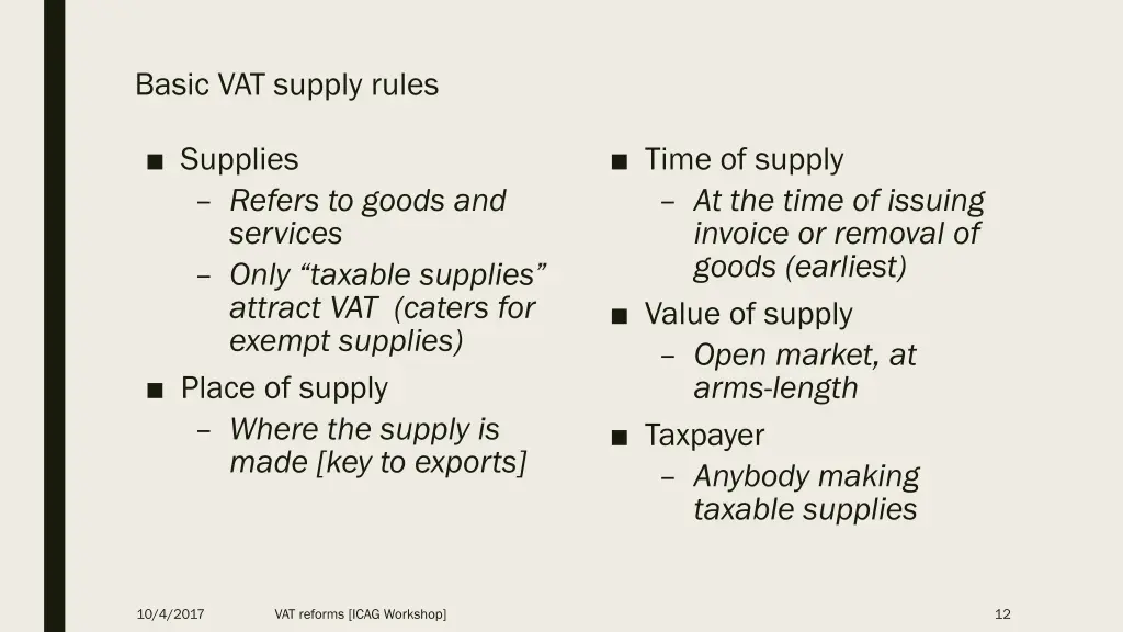 basic vat supply rules