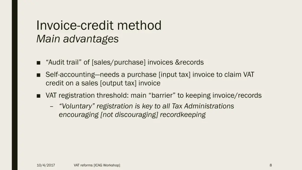 invoice credit method main advantages
