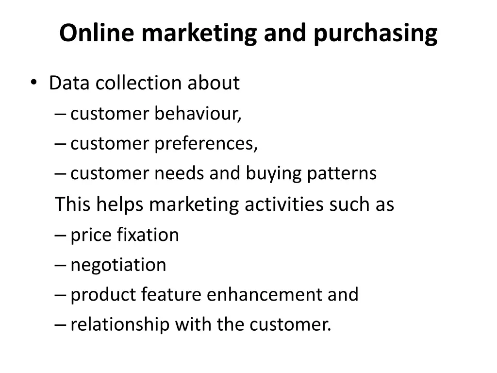 online marketing and purchasing