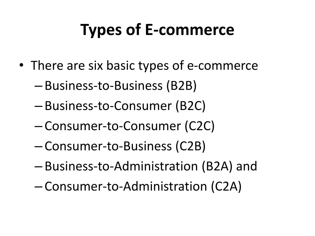 types of e commerce
