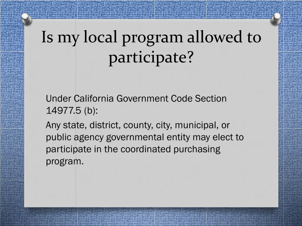 is my local program allowed to participate
