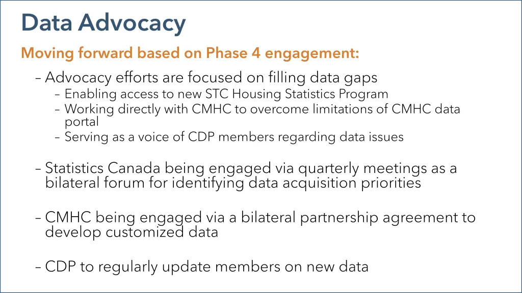 data advocacy moving forward based on phase