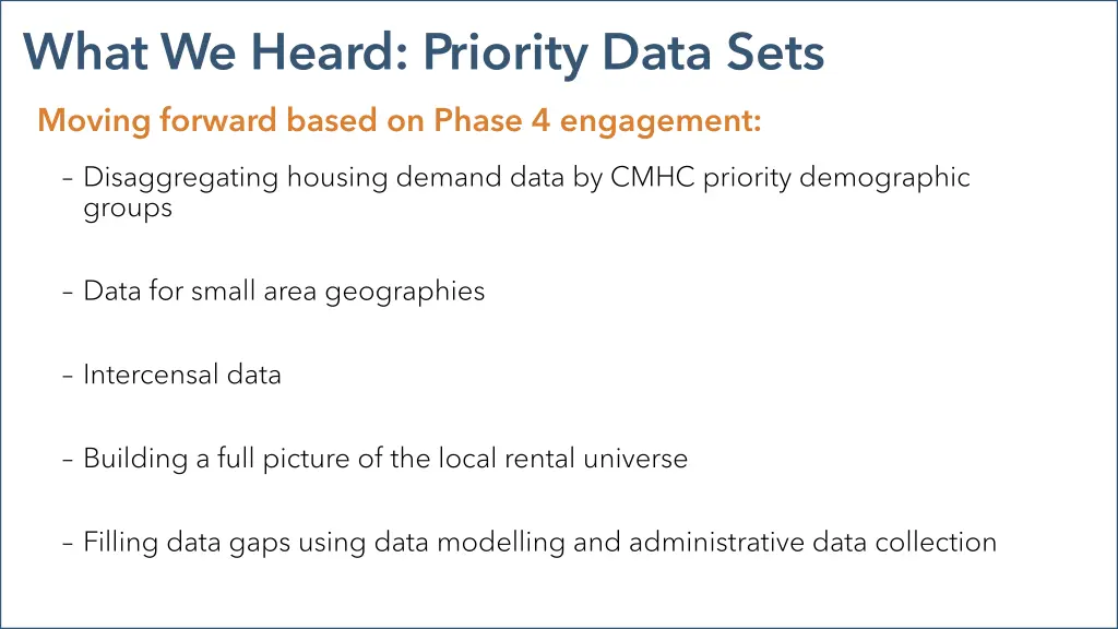 what we heard priority data sets