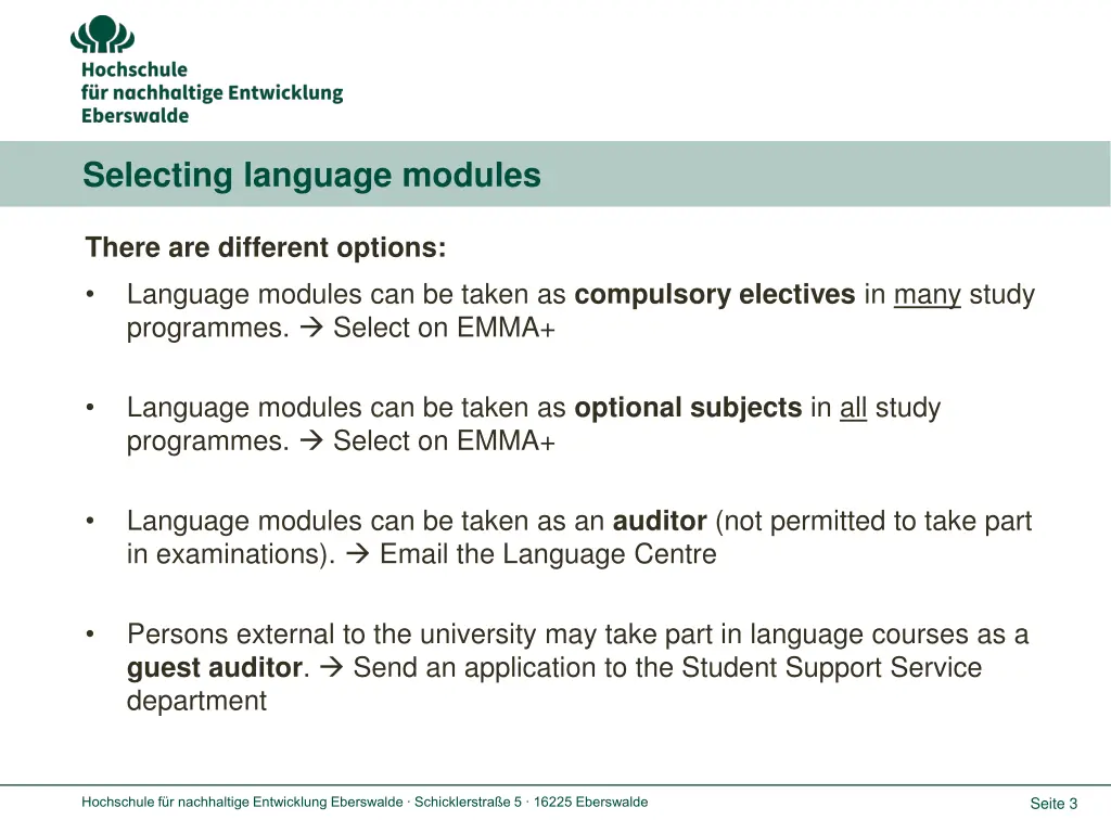 selecting language modules