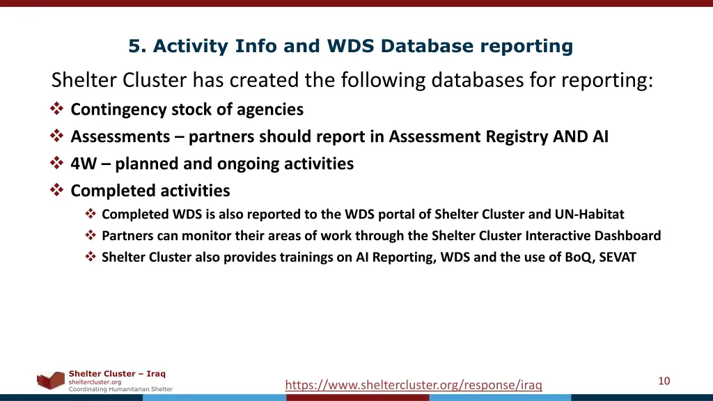 5 activity info and wds database reporting