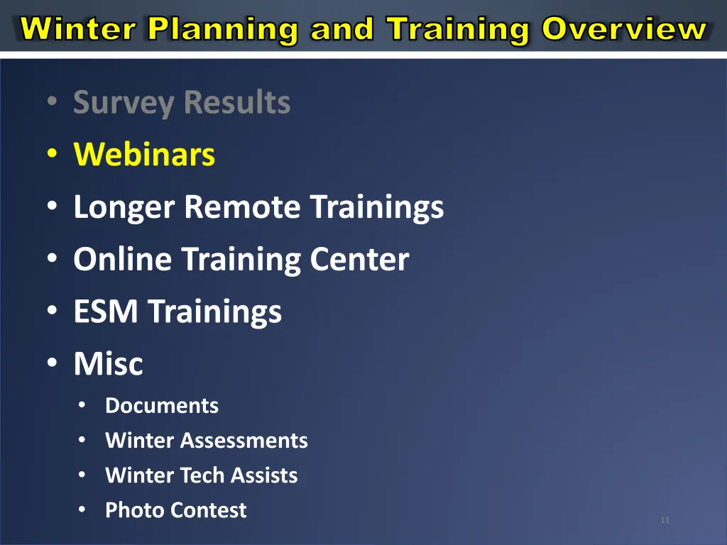 winter planning and training overview winter 3