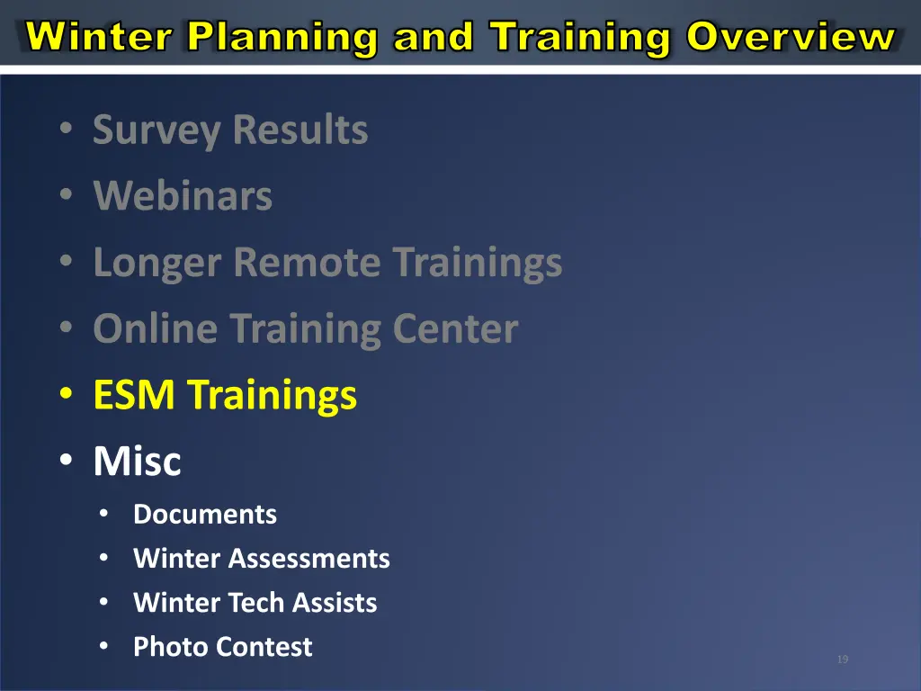 winter planning and training overview winter 6