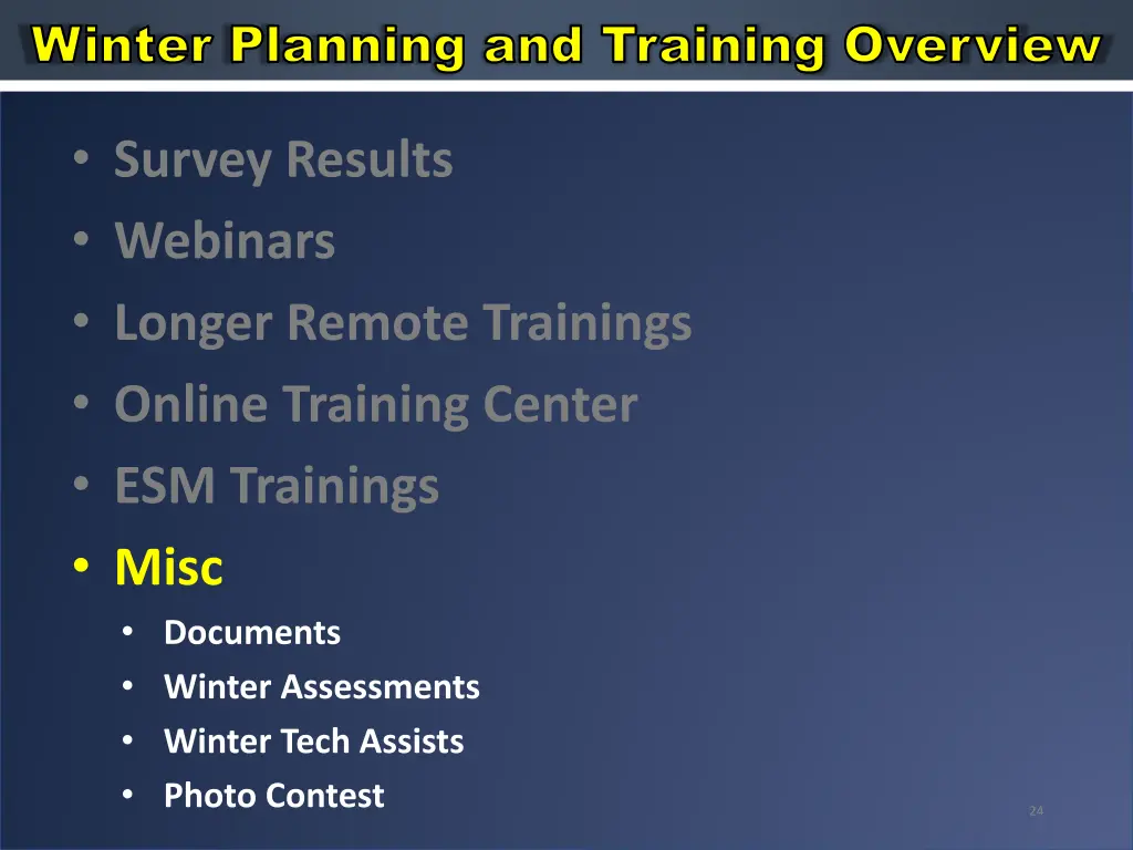 winter planning and training overview winter 7
