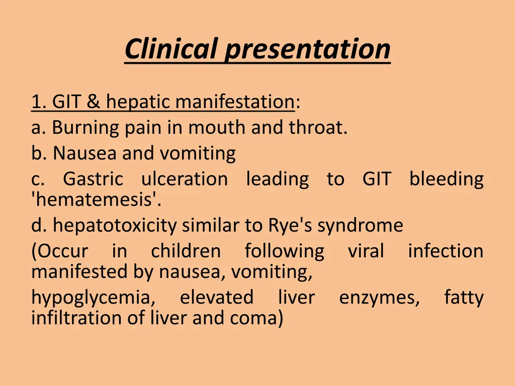 clinical presentation