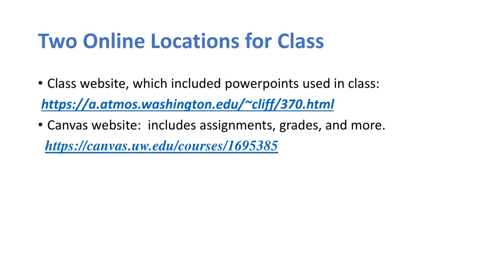 two online locations for class