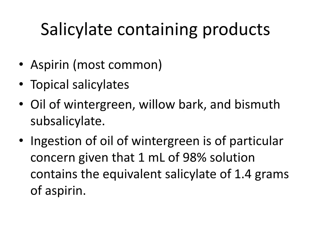 salicylate containing products