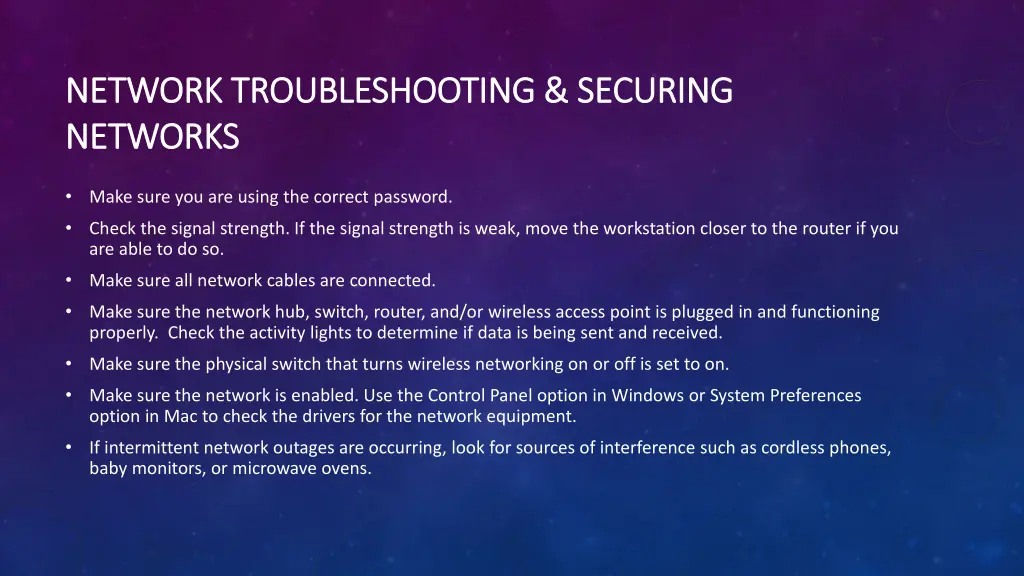 network troubleshooting securing network