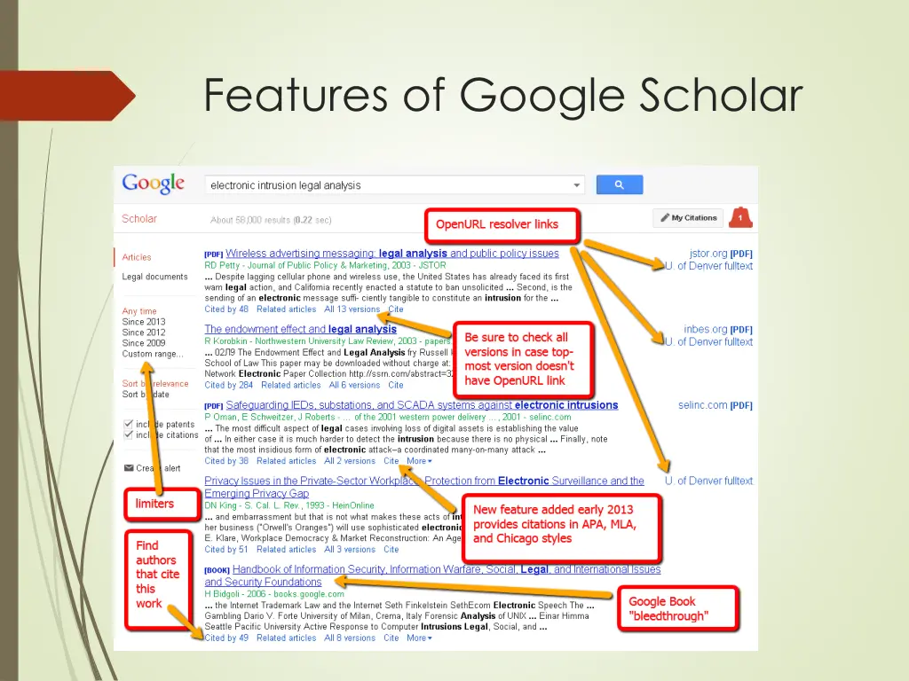 features of google scholar