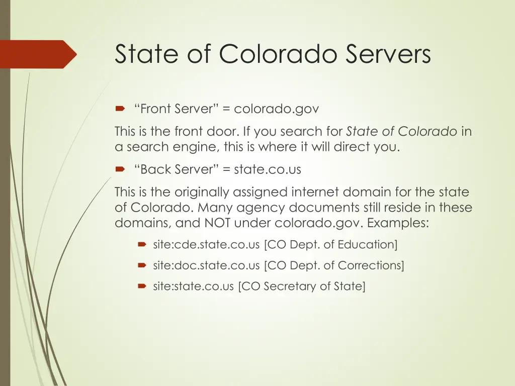 state of colorado servers