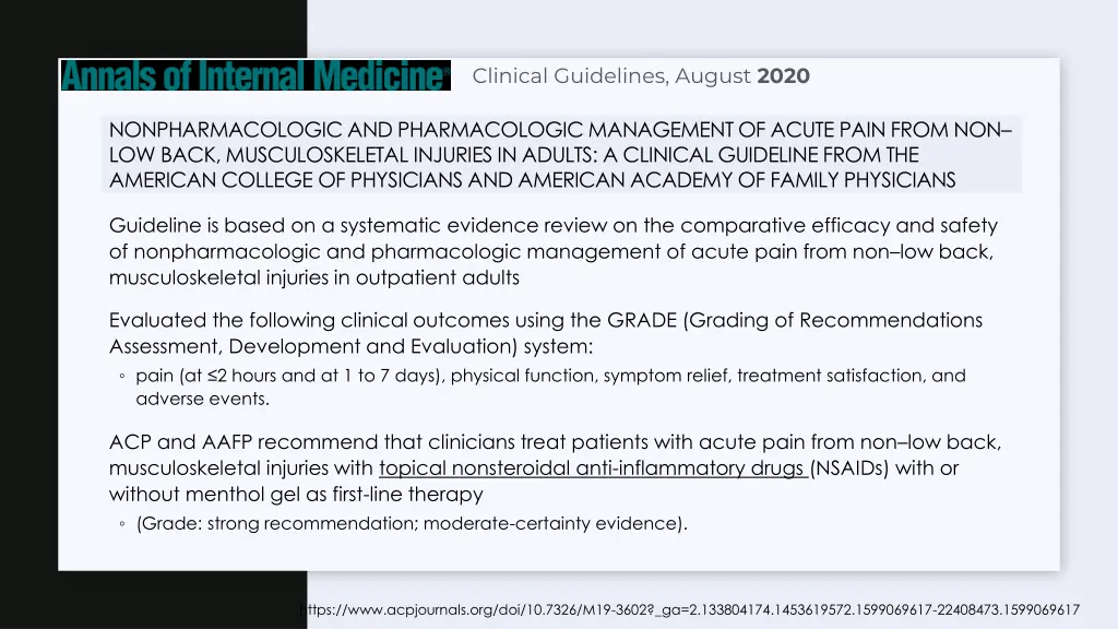 clinical guidelines august 2020