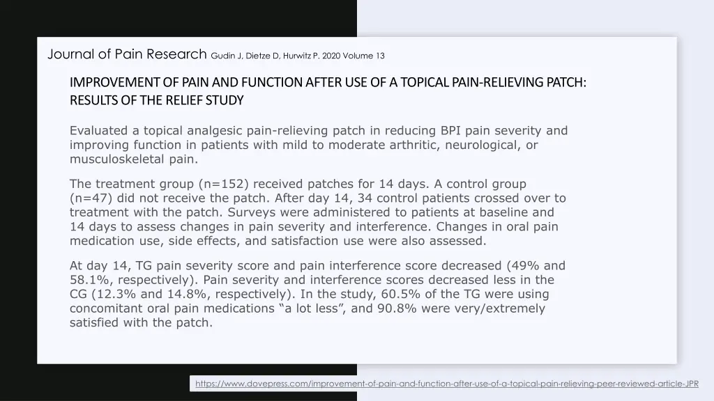 journal of pain research gudin j dietze d hurwitz