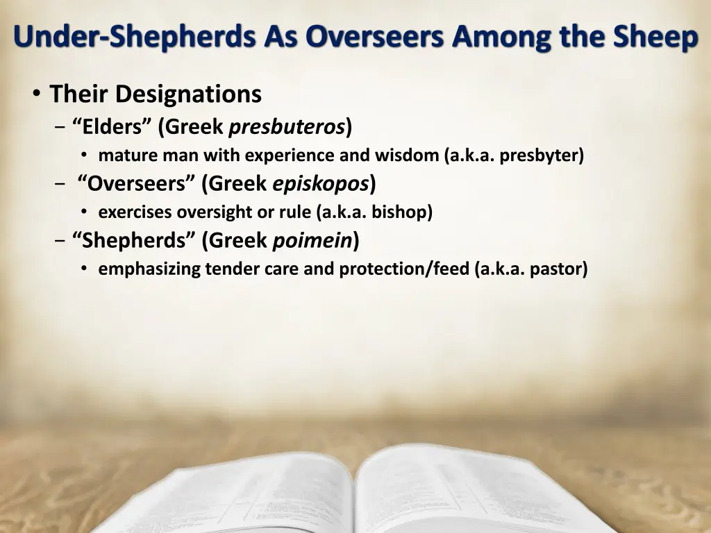 under shepherds as overseers among the sheep 1
