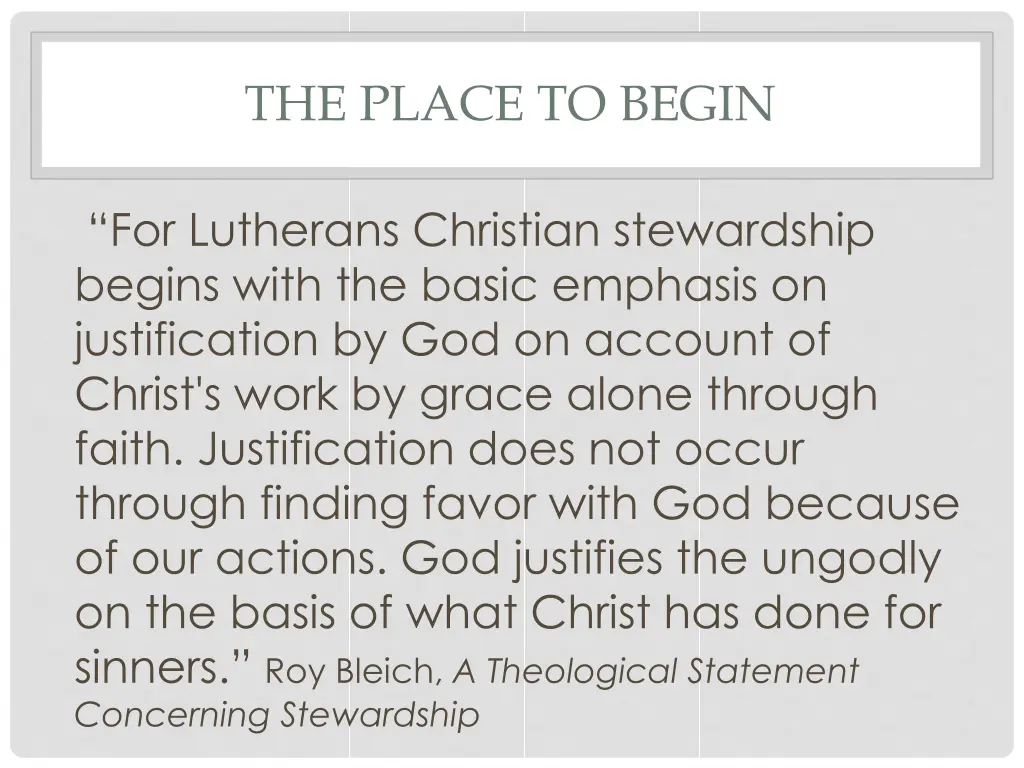 the place to begin