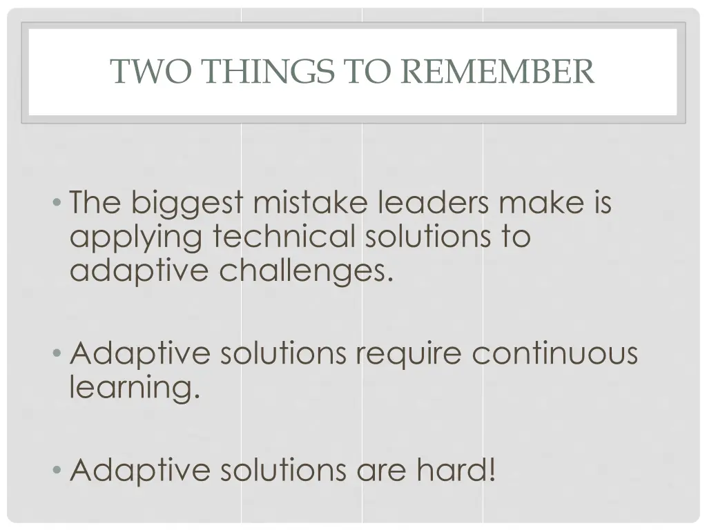 two things to remember