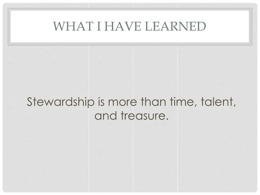 what i have learned 12