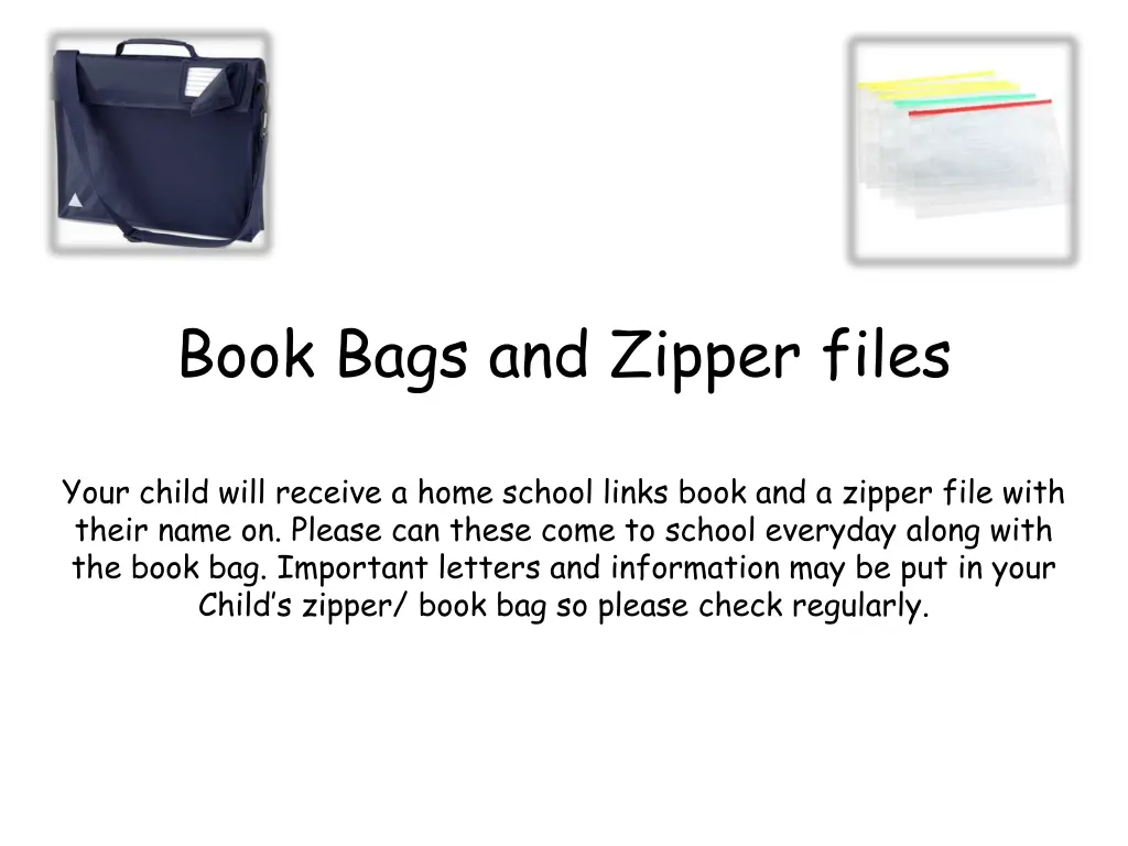 book bags and zipper files