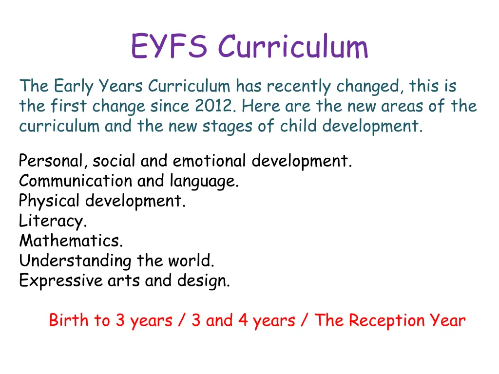 eyfs curriculum the early years curriculum