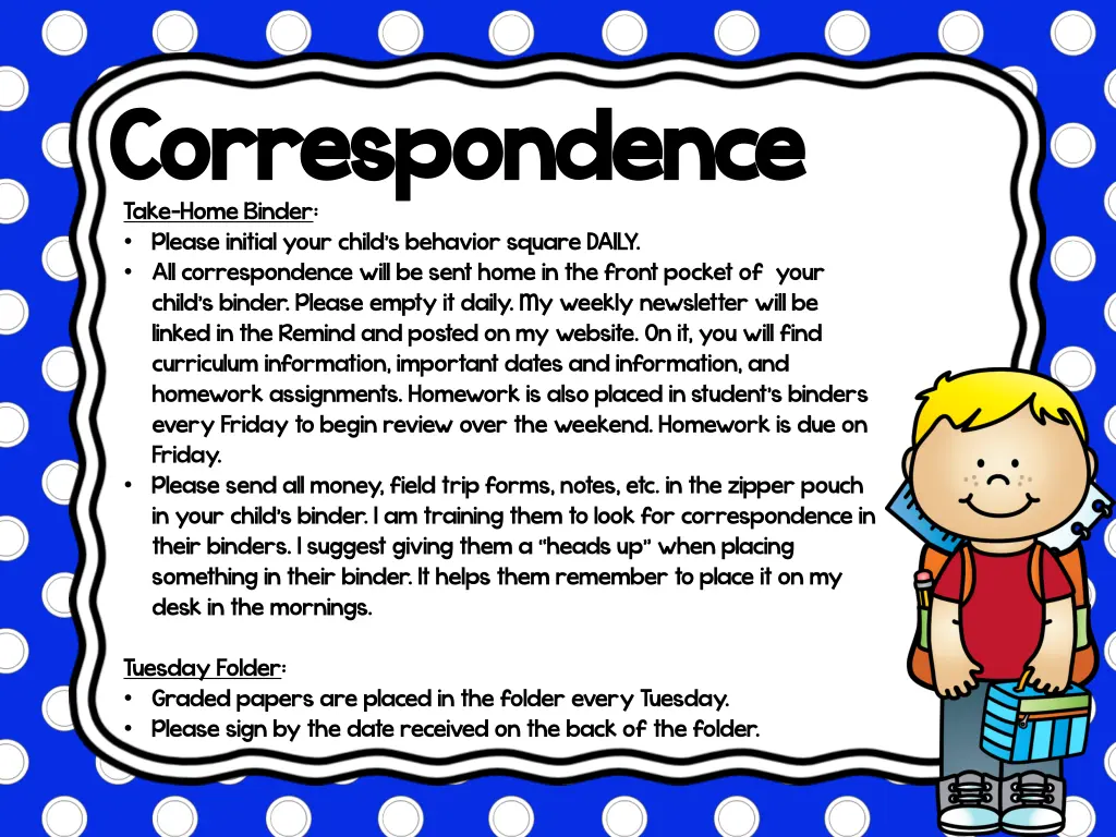 correspondence correspondence take home binder