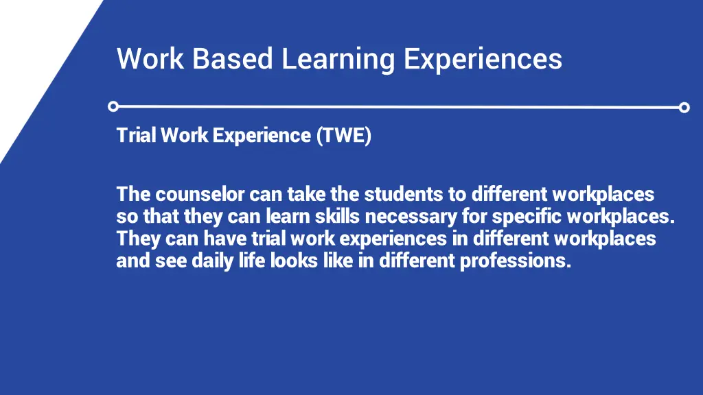 work based learning experiences