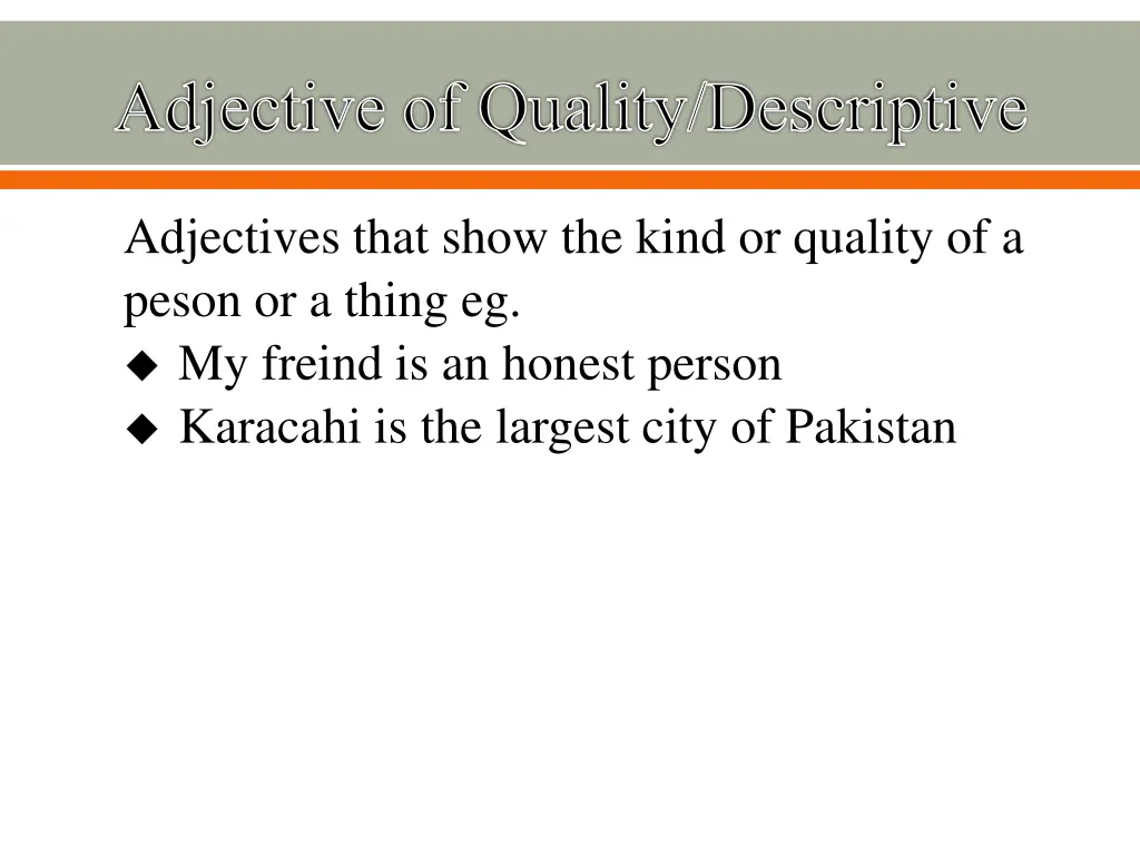 adjective of quality descriptive