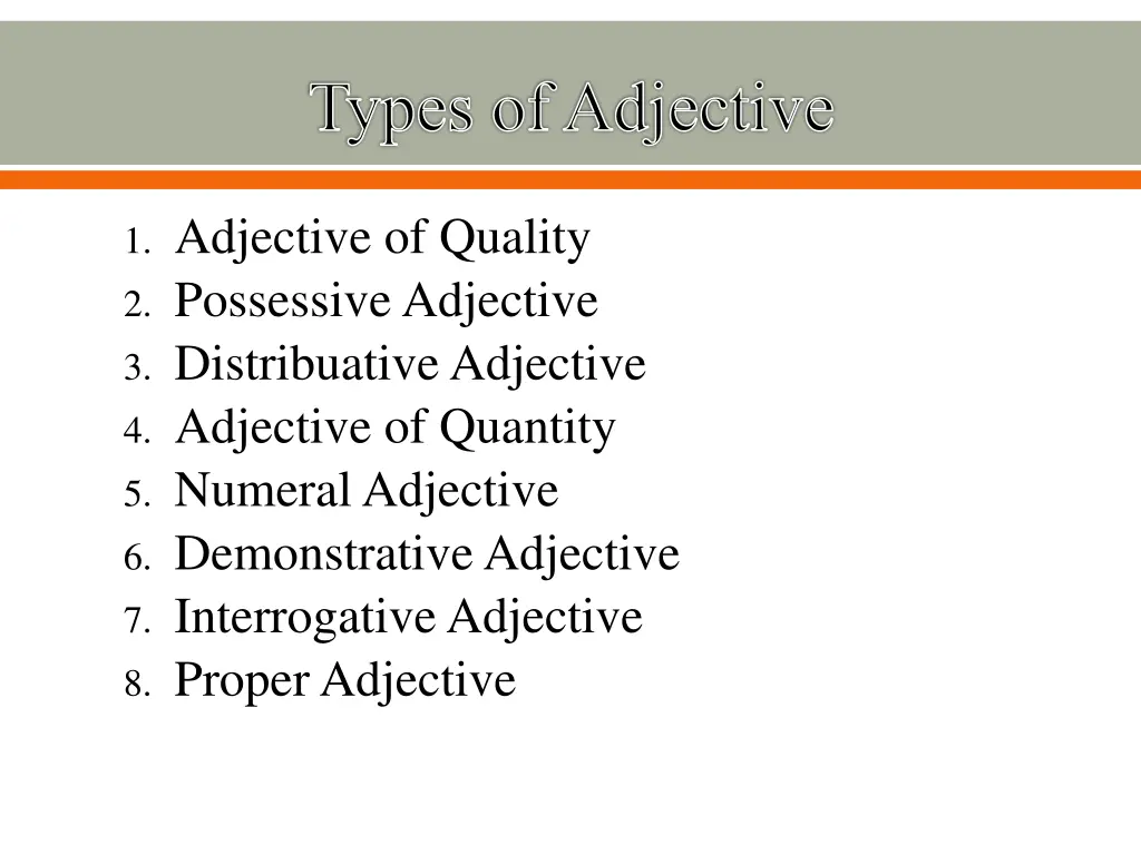 types of adjective