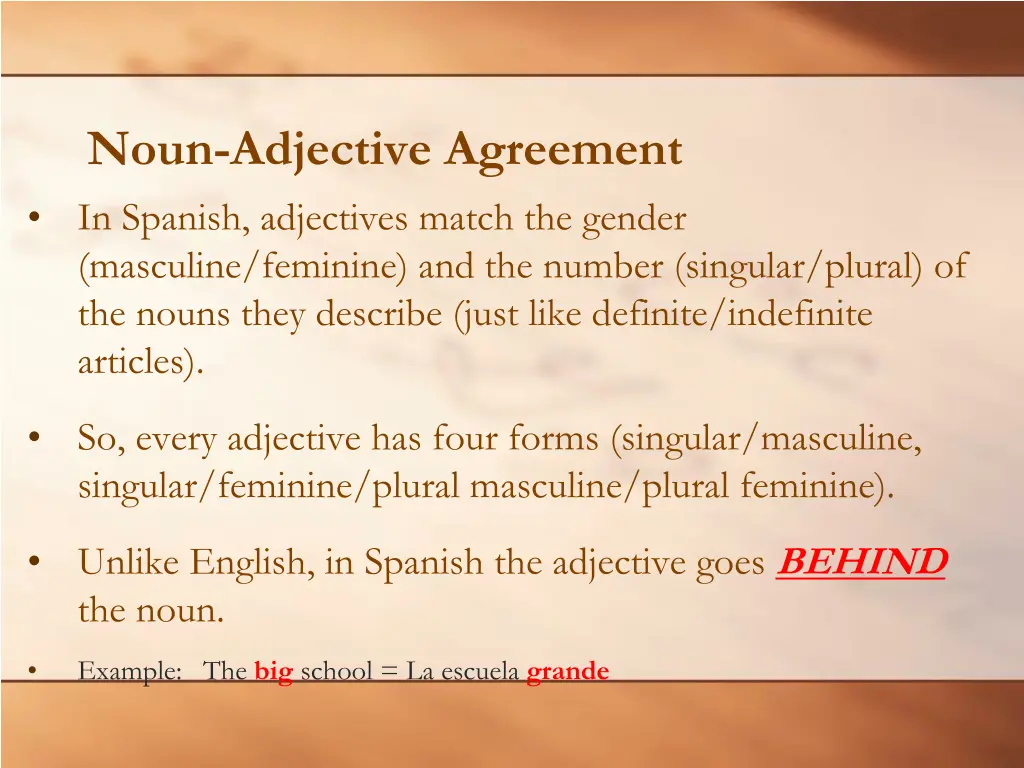 noun adjective agreement