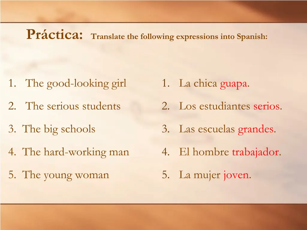 pr ctica translate the following expressions into