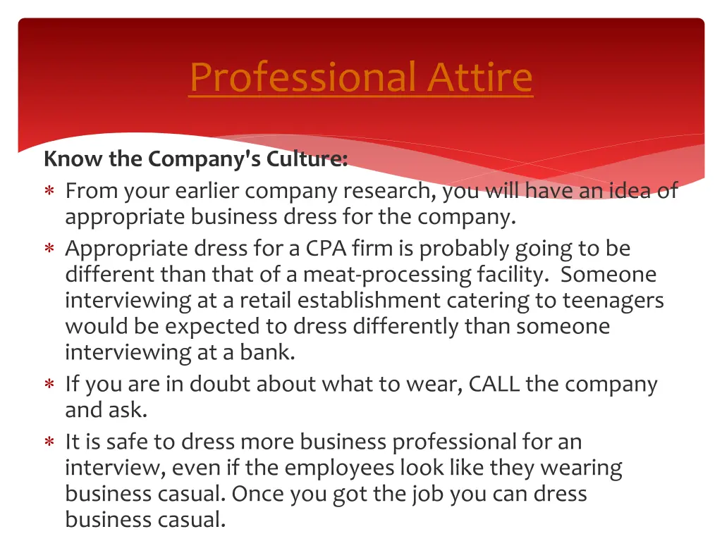 professional attire