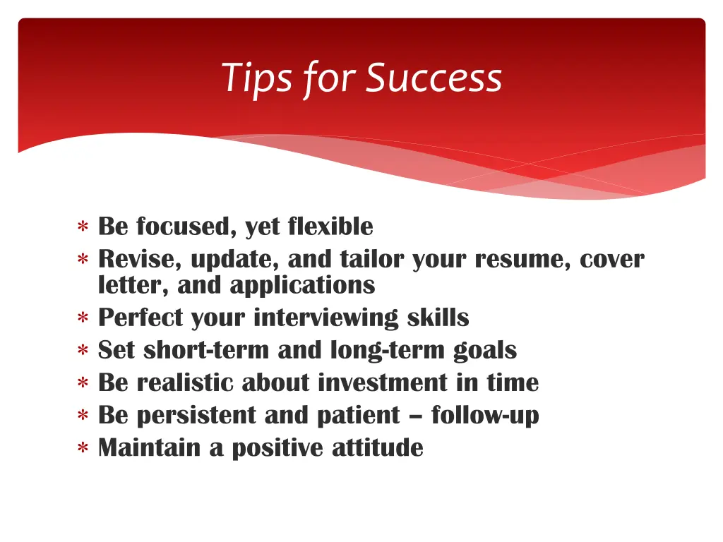 tips for success