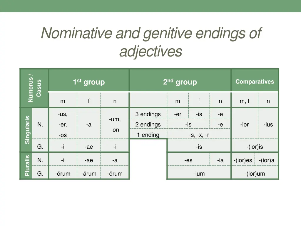 nominative and genitive endings of adjectives
