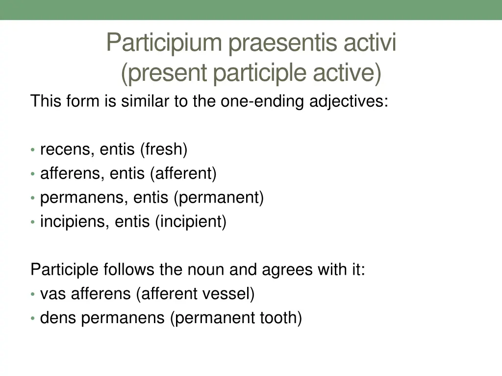 participium praesentis activi present participle