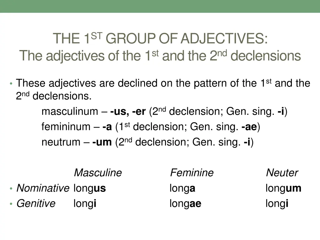 the 1 st group of adjectives the adjectives 1