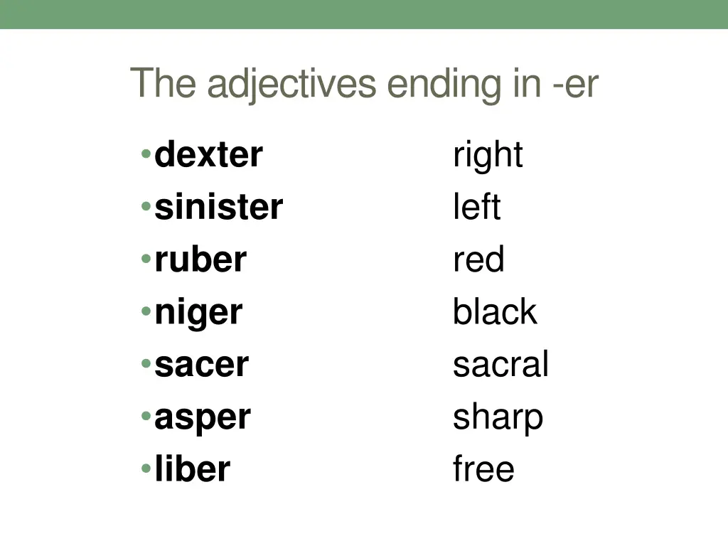 the adjectives ending in er