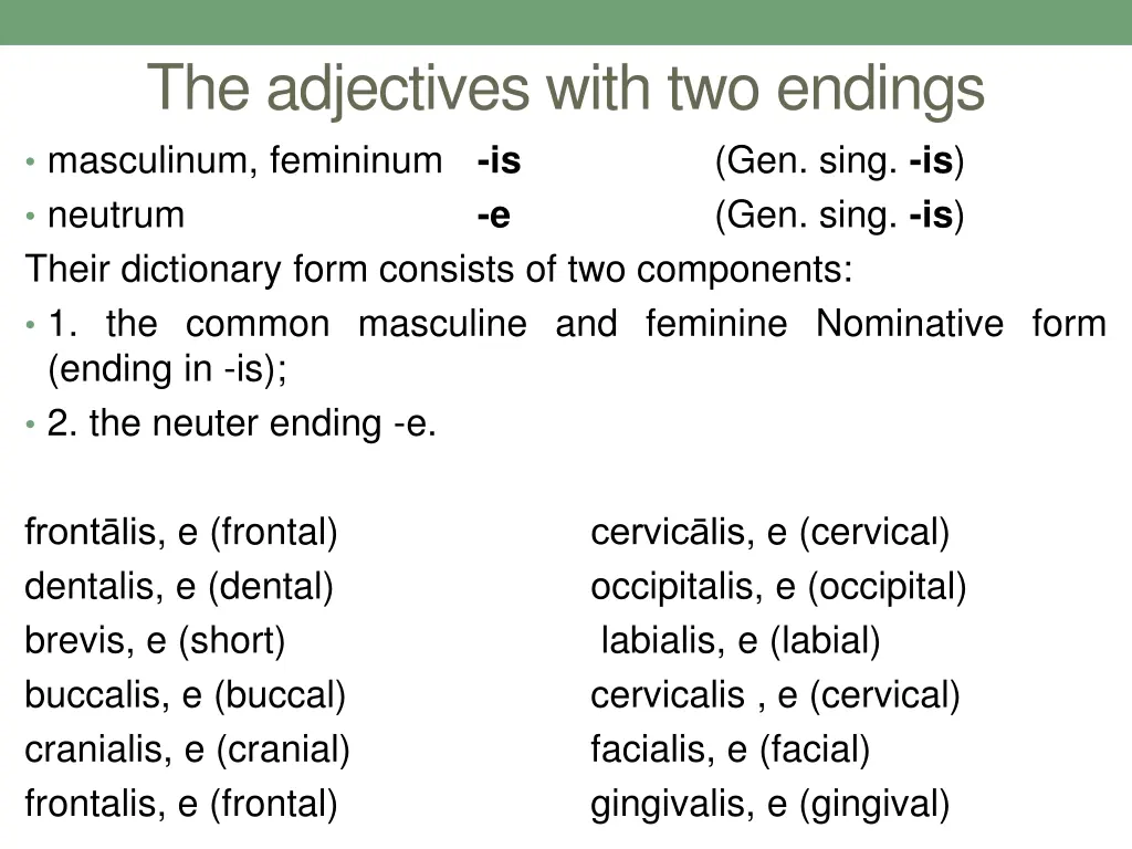 the adjectives with two endings masculinum