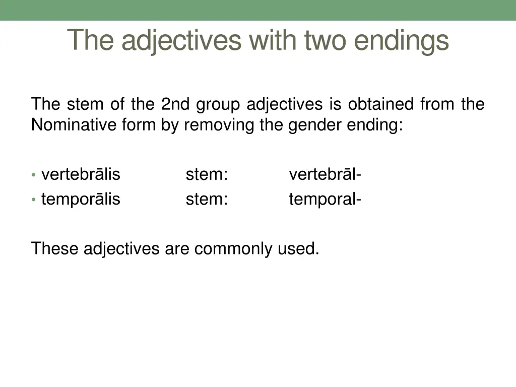the adjectives with two endings