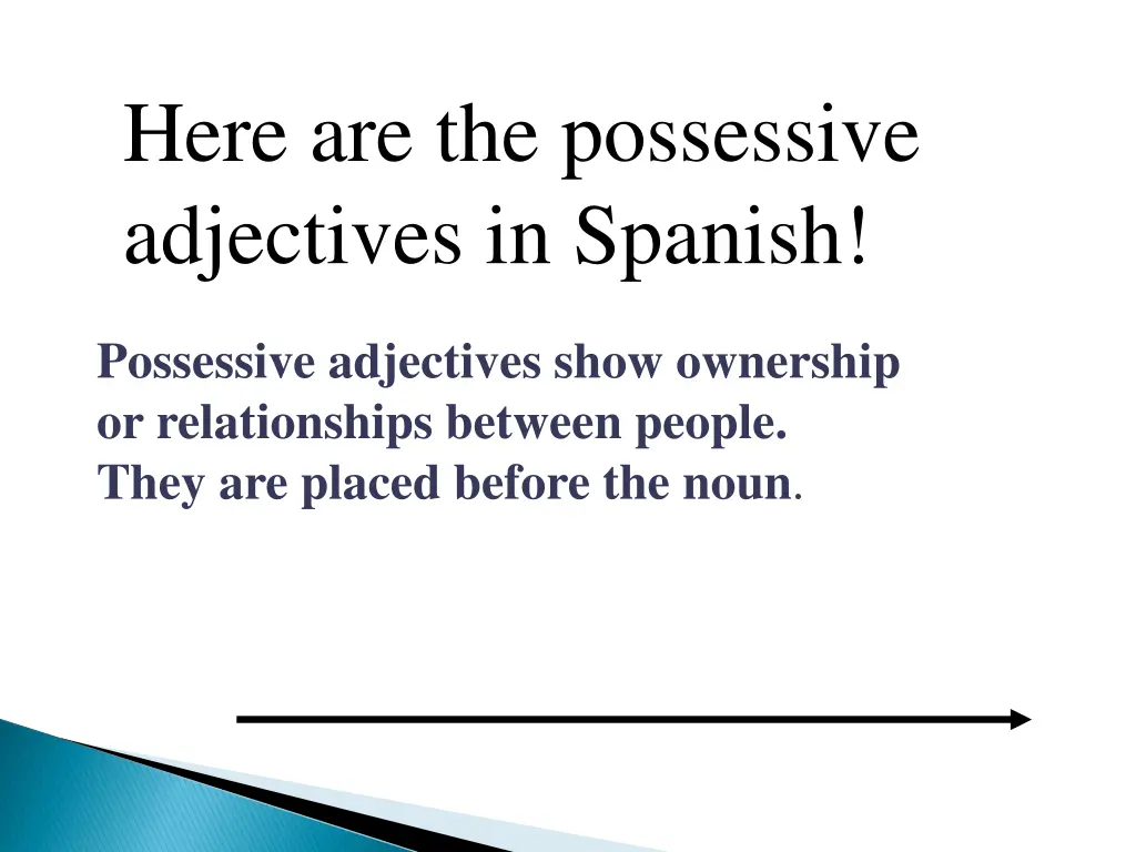 here are the possessive adjectives in spanish