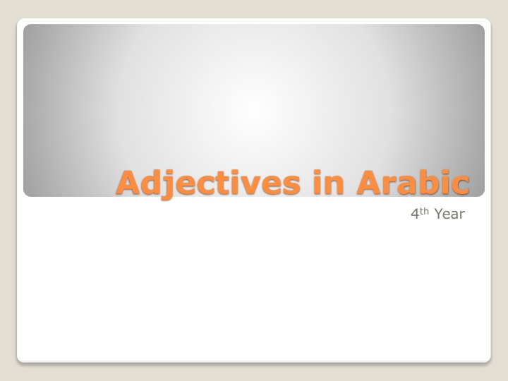 adjectives in arabic