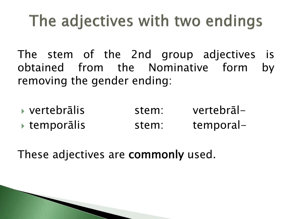 the obtained removing the gender ending