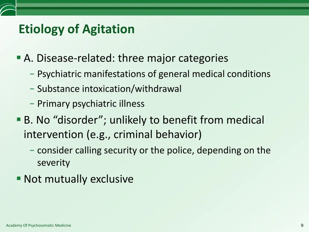 etiology of agitation