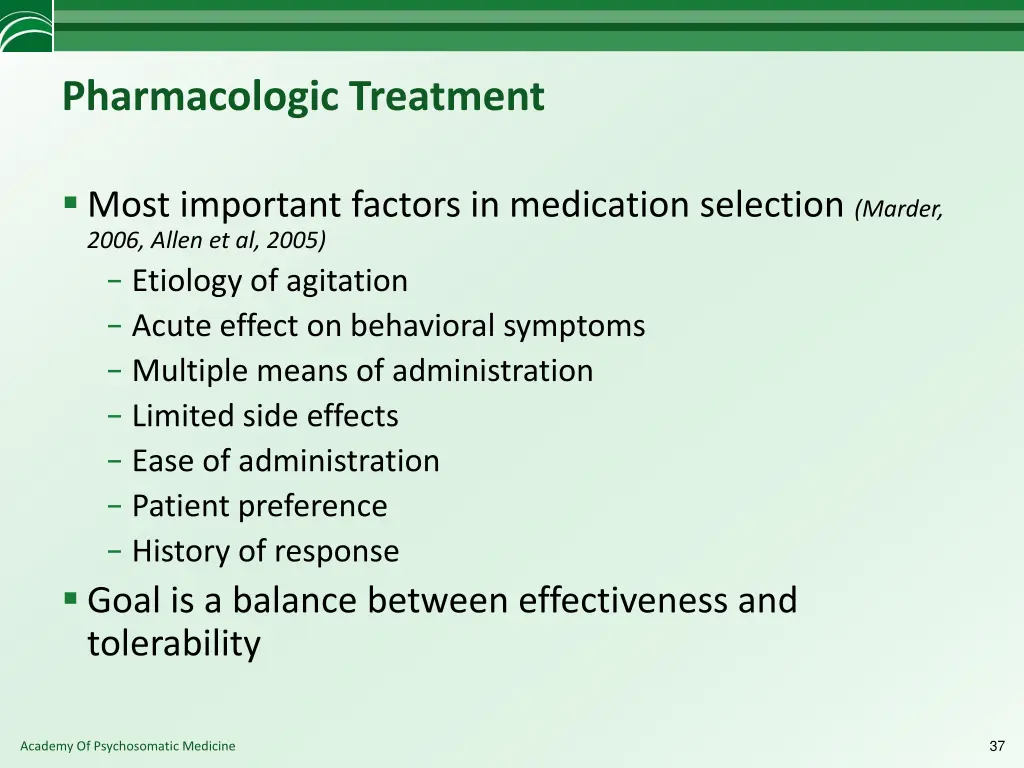 pharmacologic treatment